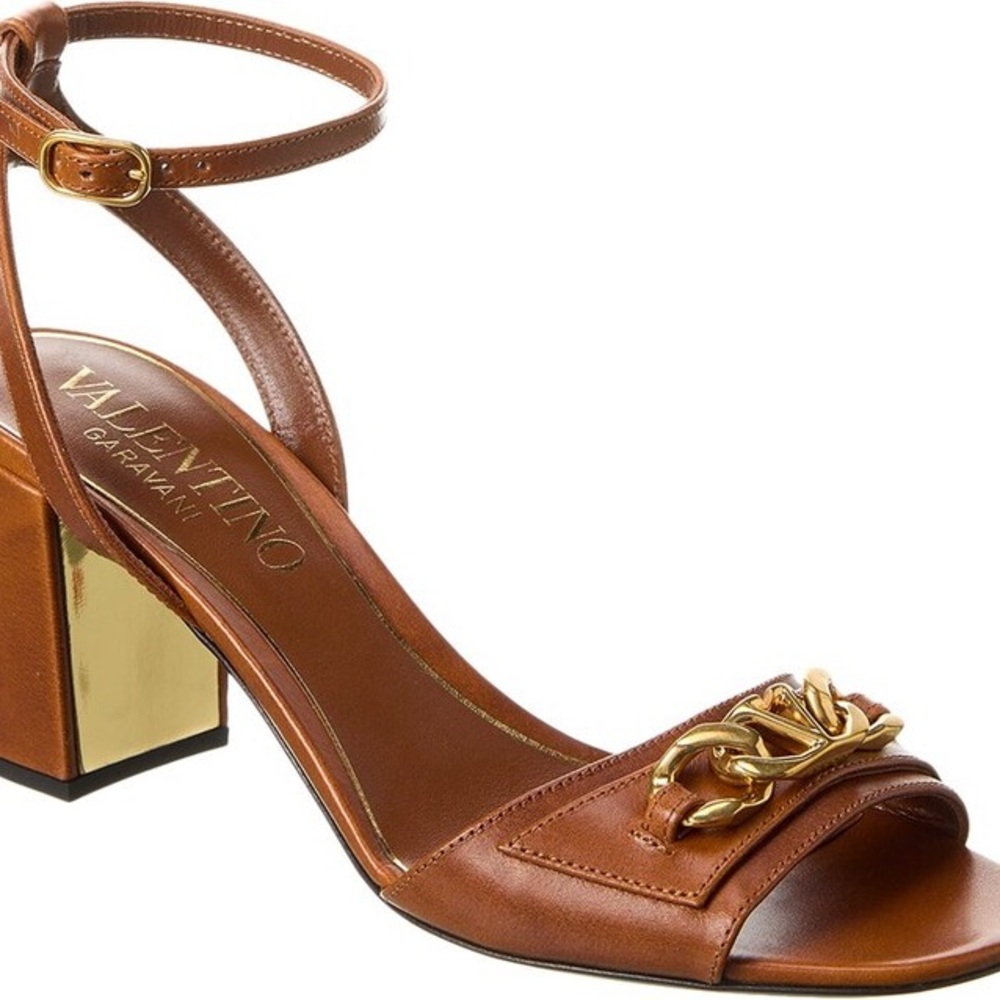 Valentino brown leather heel sandal